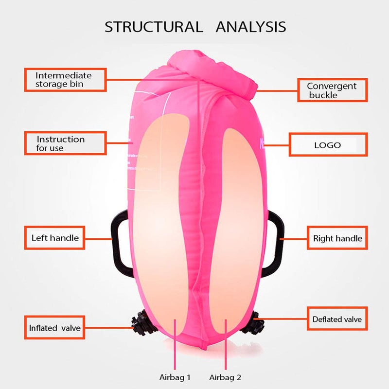 Naturehike 18L High Visible Safety Swim Buoy - Ultralight Bubble Tow Float and Dry Bag for Open Water Swimming Kayaking Snorkeling Diving Fishing Trailing with Adjustable Waist Belt (Pink) - Image 4